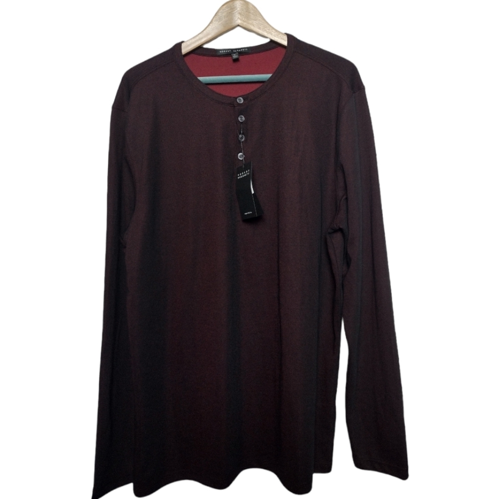 Robert Barakett Birmingham Long Sleeve Henley in Deep Port